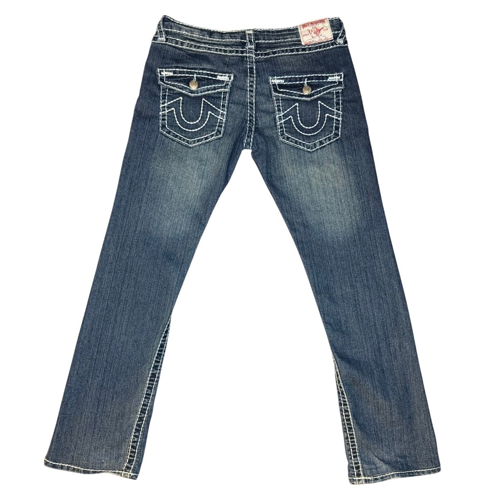 True Religion Womens Joey Mid Rise Super T Flap Flare Jean 32 *Hemmed